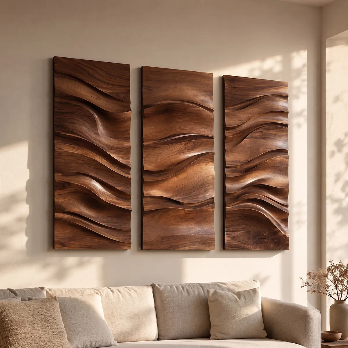 Abstract Wave Wood Wall Art | Vertical Wooden Wall Decor for Living Room, Bedroom & Office TT006-9850