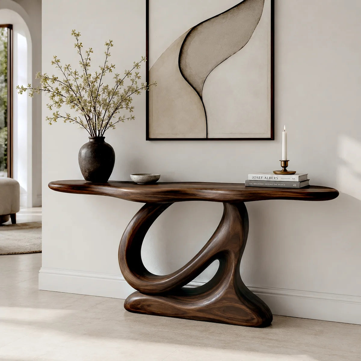 Solid Wood Console Table | Organic Modern Hallway Table