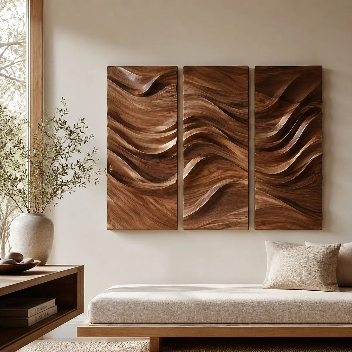 Abstract Wave Wood Wall Art | Vertical Wooden Wall Decor for Living Room, Bedroom & Office TT006-2055