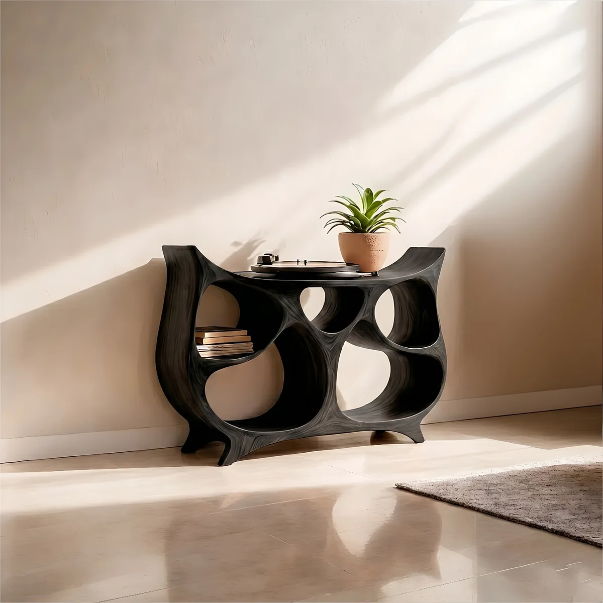 Luxury Solid Wood Record Player Table, Modern Record Player Stands