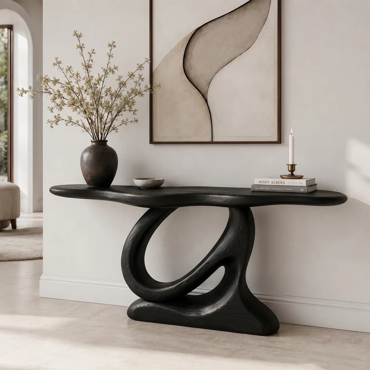 Solid Wood Console Table | Organic Modern Hallway Table
