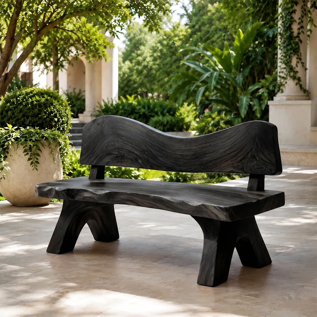Live Edge Solid Wood Bench | Handcrafted Rustic Wooden Garden & Entryway Bench TT006-3769