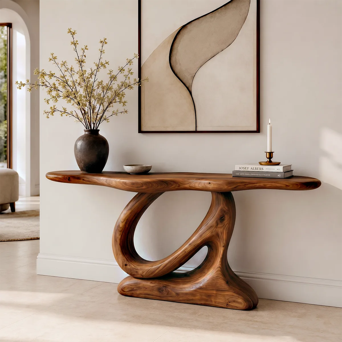 Solid Wood Console Table | Organic Modern Hallway Table