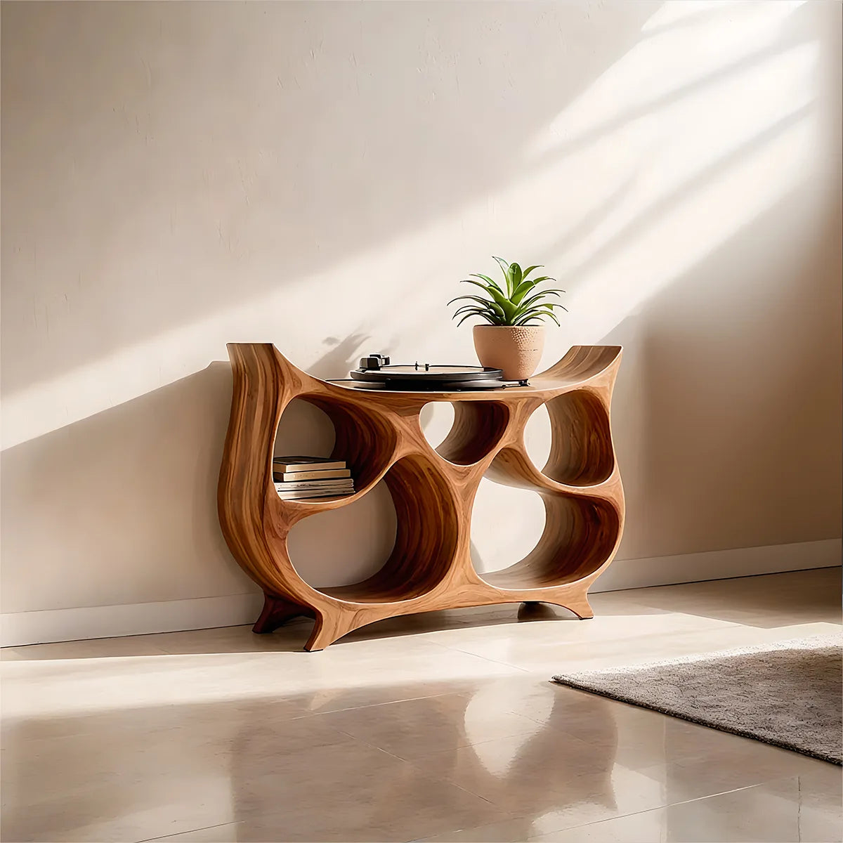 Luxury Solid Wood Record Player Table, Modern Record Player Stands
