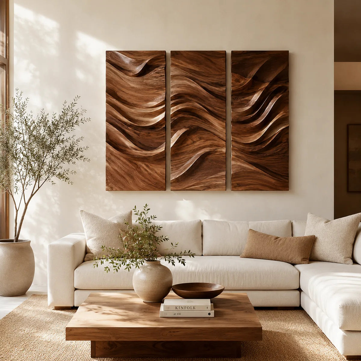 Abstract Wave Wood Wall Art | Vertical Wooden Wall Decor for Living Room, Bedroom & Office TT006-2055