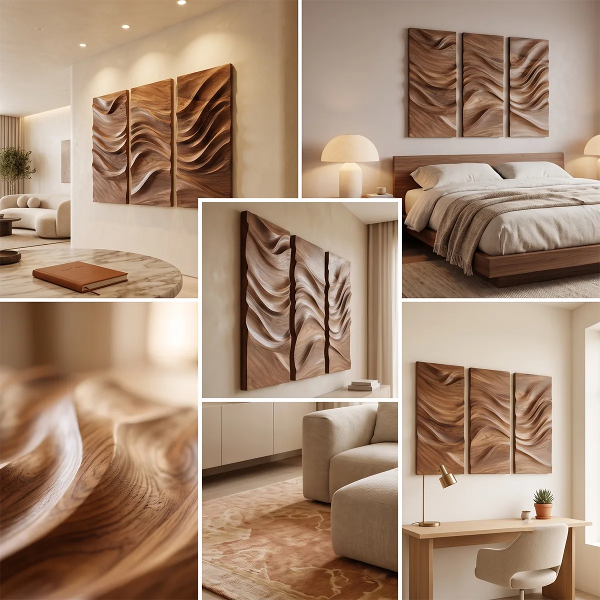 Abstract Wave Wood Wall Art | Vertical Wooden Wall Decor for Living Room, Bedroom & Office TT006-2055