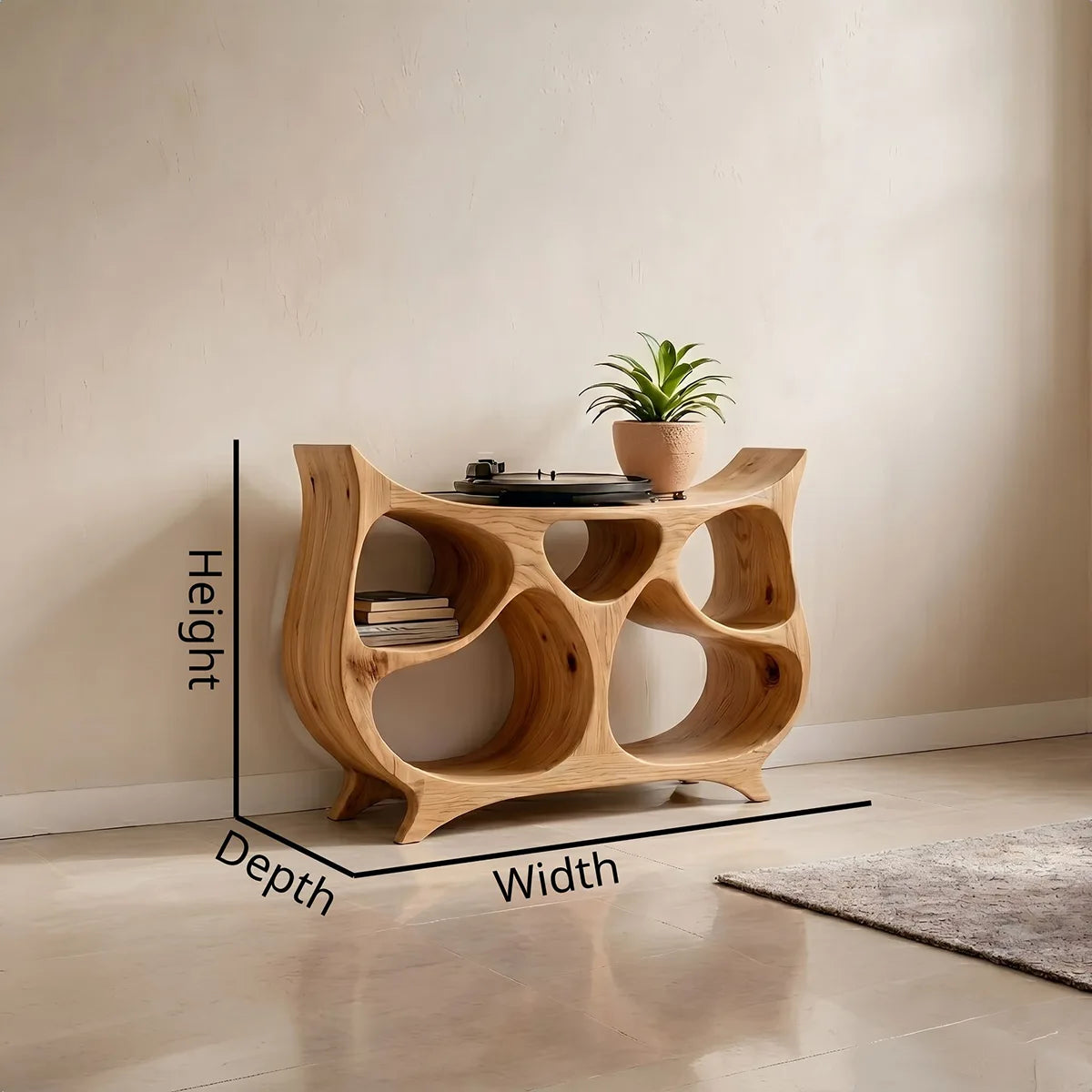 Luxury Solid Wood Record Player Table, Modern Record Player Stands