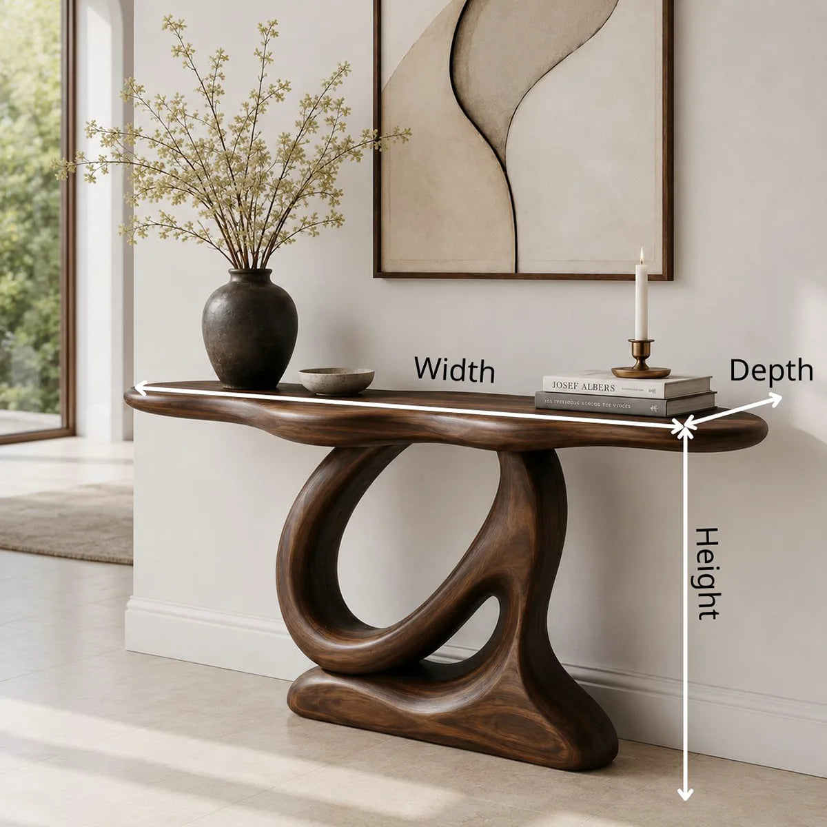 Solid Wood Console Table | Organic Modern Hallway Table