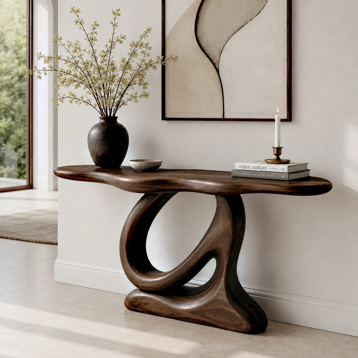 Solid Wood Console Table | Organic Modern Hallway Table