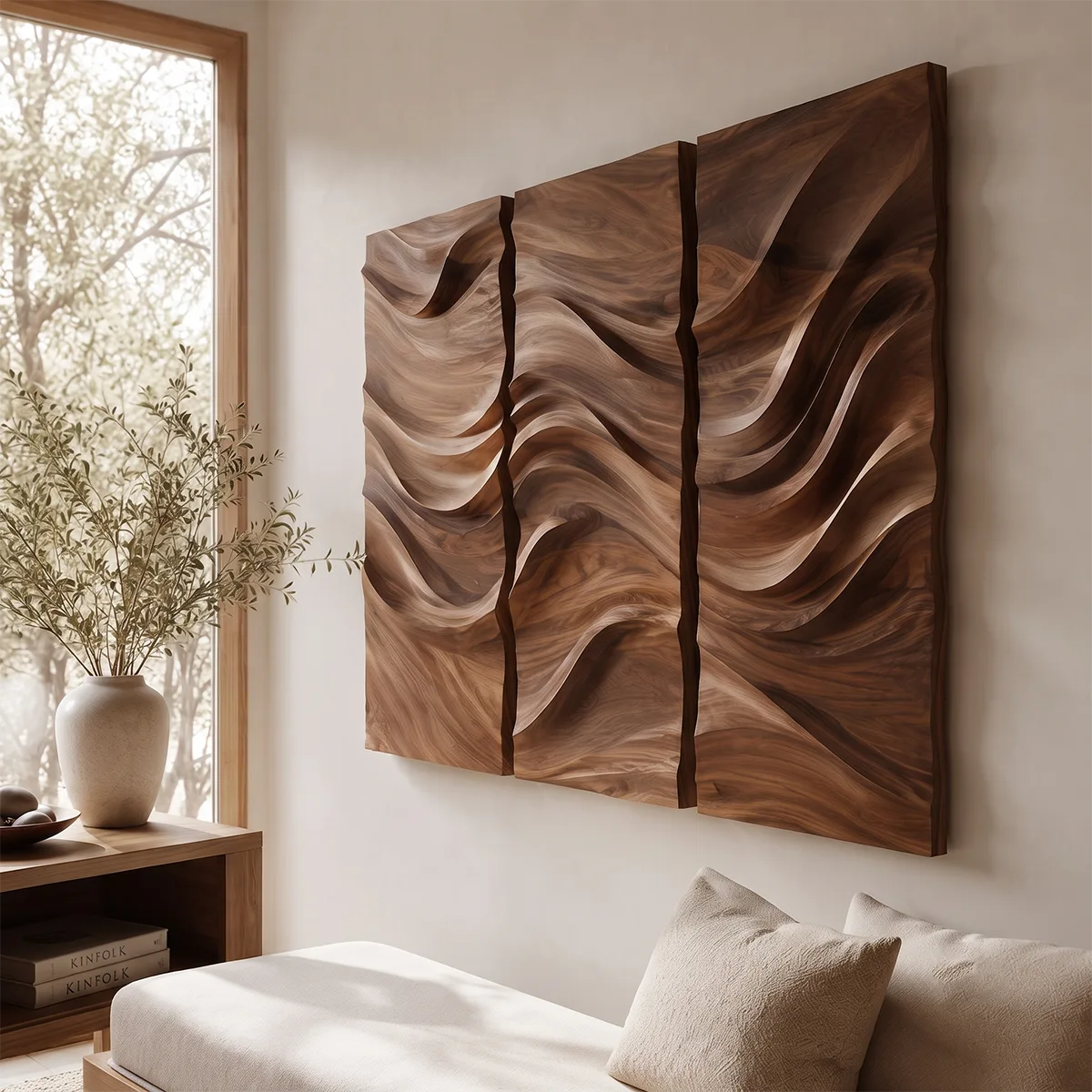 Abstract Wave Wood Wall Art | Vertical Wooden Wall Decor for Living Room, Bedroom & Office TT006-2055