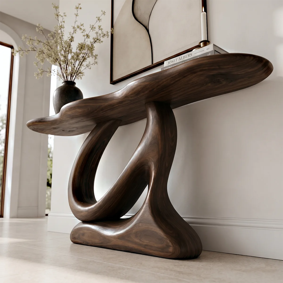 Solid Wood Console Table | Organic Modern Hallway Table