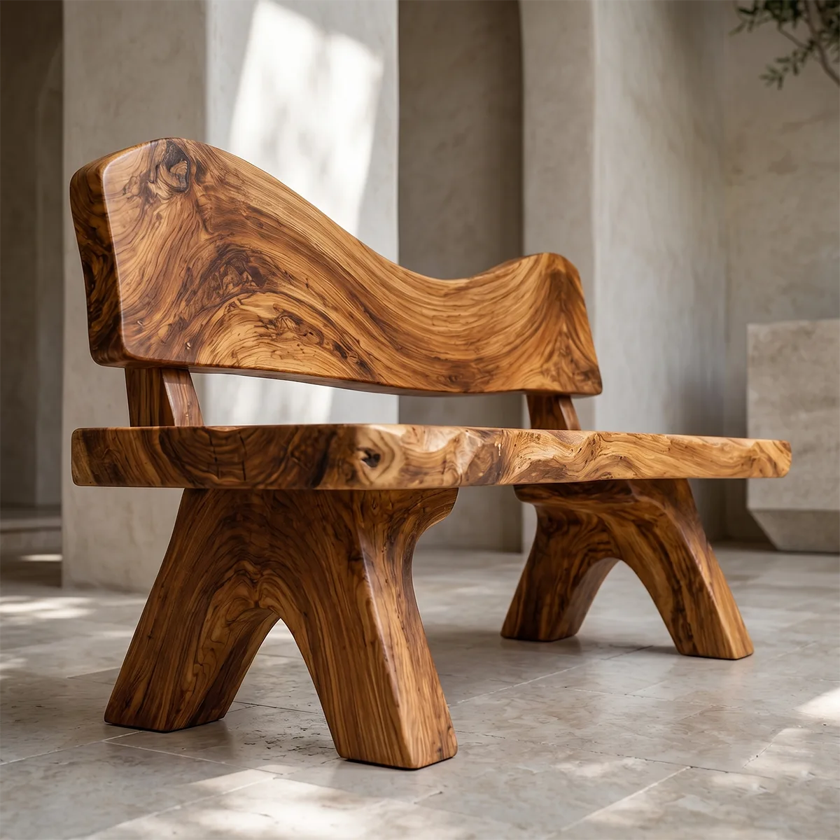 Live Edge Solid Wood Bench | Handcrafted Rustic Wooden Garden & Entryway Bench TT006-3769