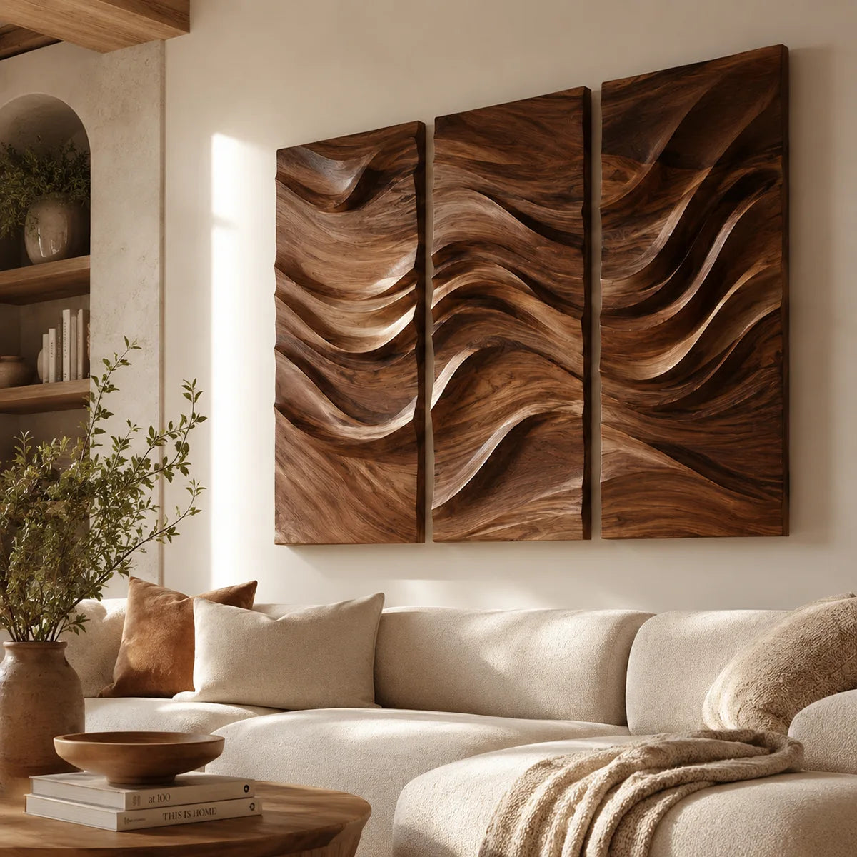 Abstract Wave Wood Wall Art | Vertical Wooden Wall Decor for Living Room, Bedroom & Office TT006-2055