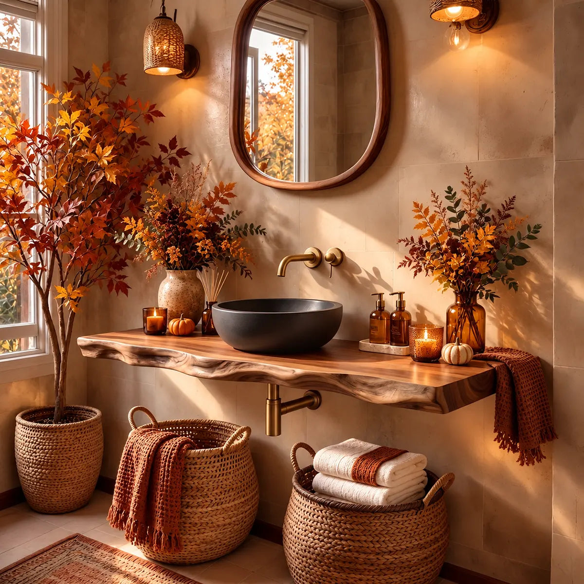 Organic Live Edge Floating Bathroom Vanity | Wall Mounted Vanity Countertop TT006-6GZV6CY