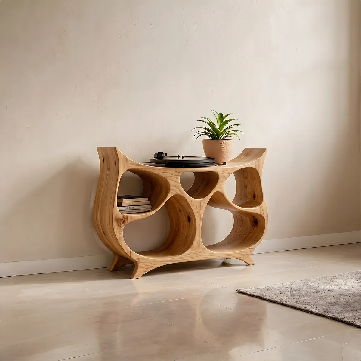 Luxury Solid Wood Record Player Table, Modern Record Player Stands