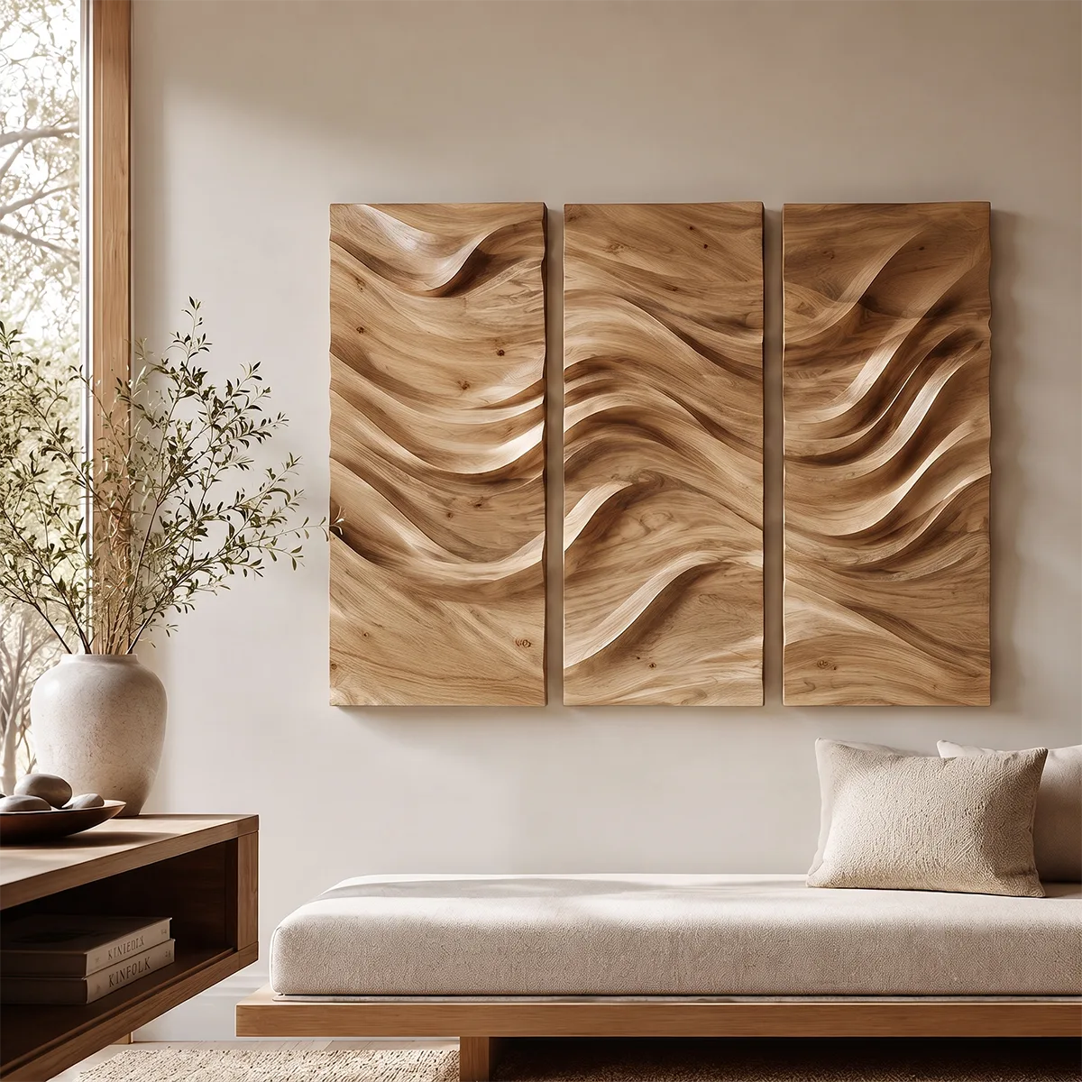Abstract Wave Wood Wall Art | Vertical Wooden Wall Decor for Living Room, Bedroom & Office TT006-2055