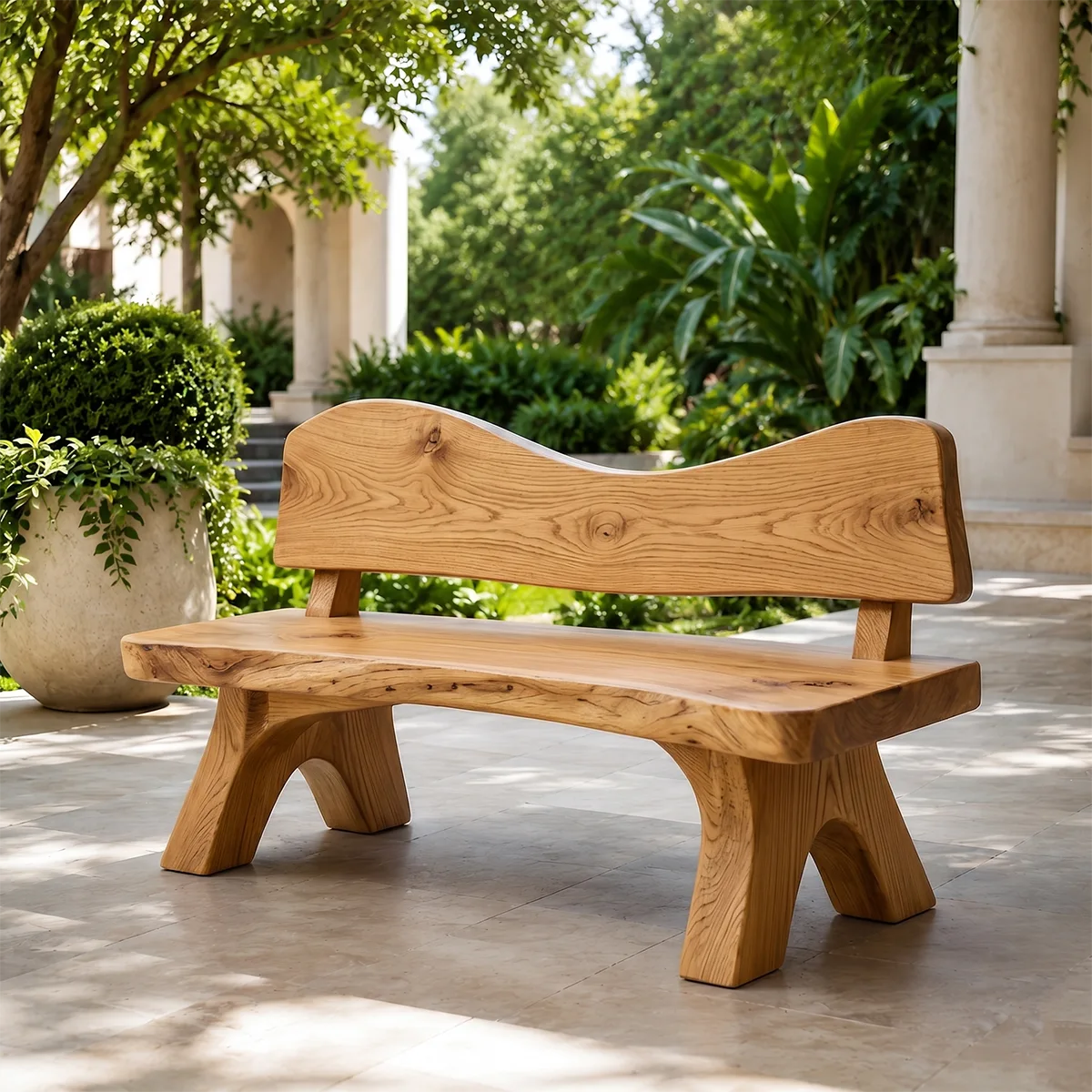 Live Edge Solid Wood Bench | Handcrafted Rustic Wooden Garden & Entryway Bench TT006-3769