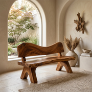 Live Edge Solid Wood Bench | Handcrafted Rustic Wooden Garden & Entryway Bench TT006-3769