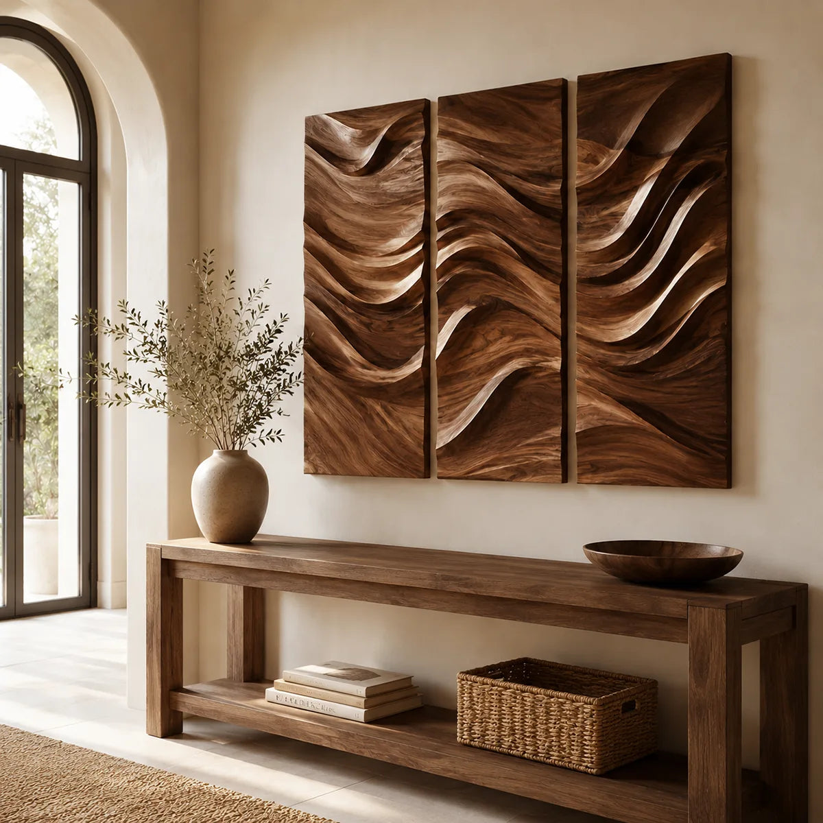 Abstract Wave Wood Wall Art | Vertical Wooden Wall Decor for Living Room, Bedroom & Office TT006-2055