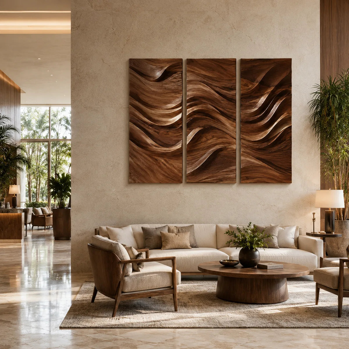 Abstract Wave Wood Wall Art | Vertical Wooden Wall Decor for Living Room, Bedroom & Office TT006-2055