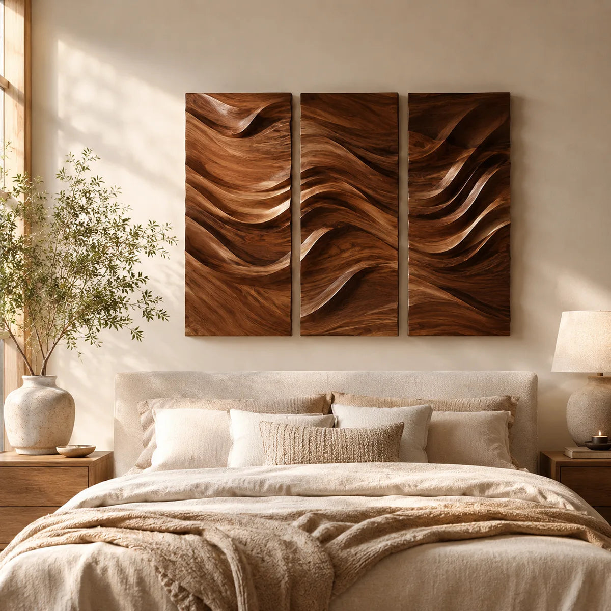Abstract Wave Wood Wall Art | Vertical Wooden Wall Decor for Living Room, Bedroom & Office TT006-2055