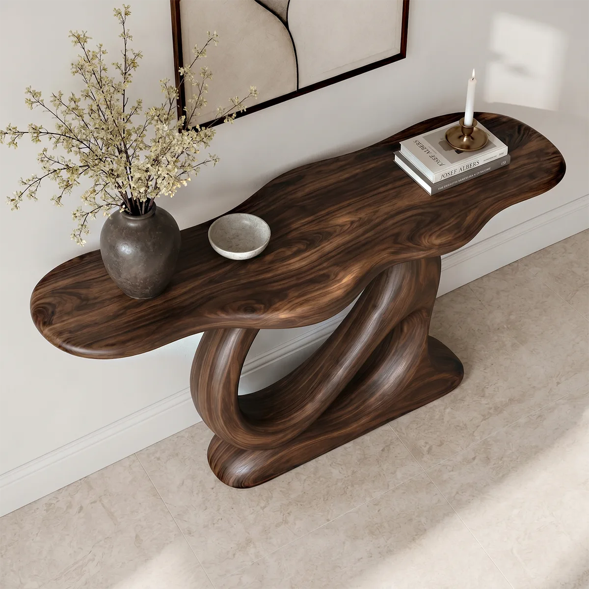Solid Wood Console Table | Organic Modern Hallway Table