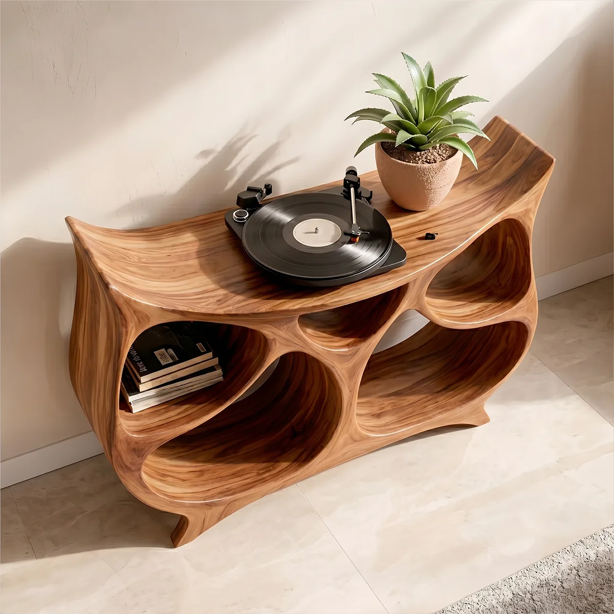 Luxury Solid Wood Record Player Table, Modern Record Player Stands