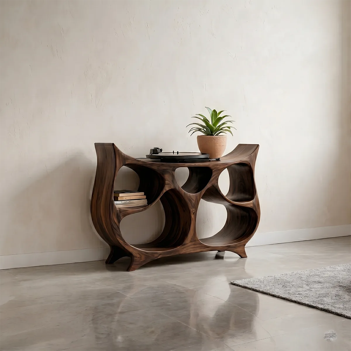 Luxury Solid Wood Record Player Table, Modern Record Player Stands