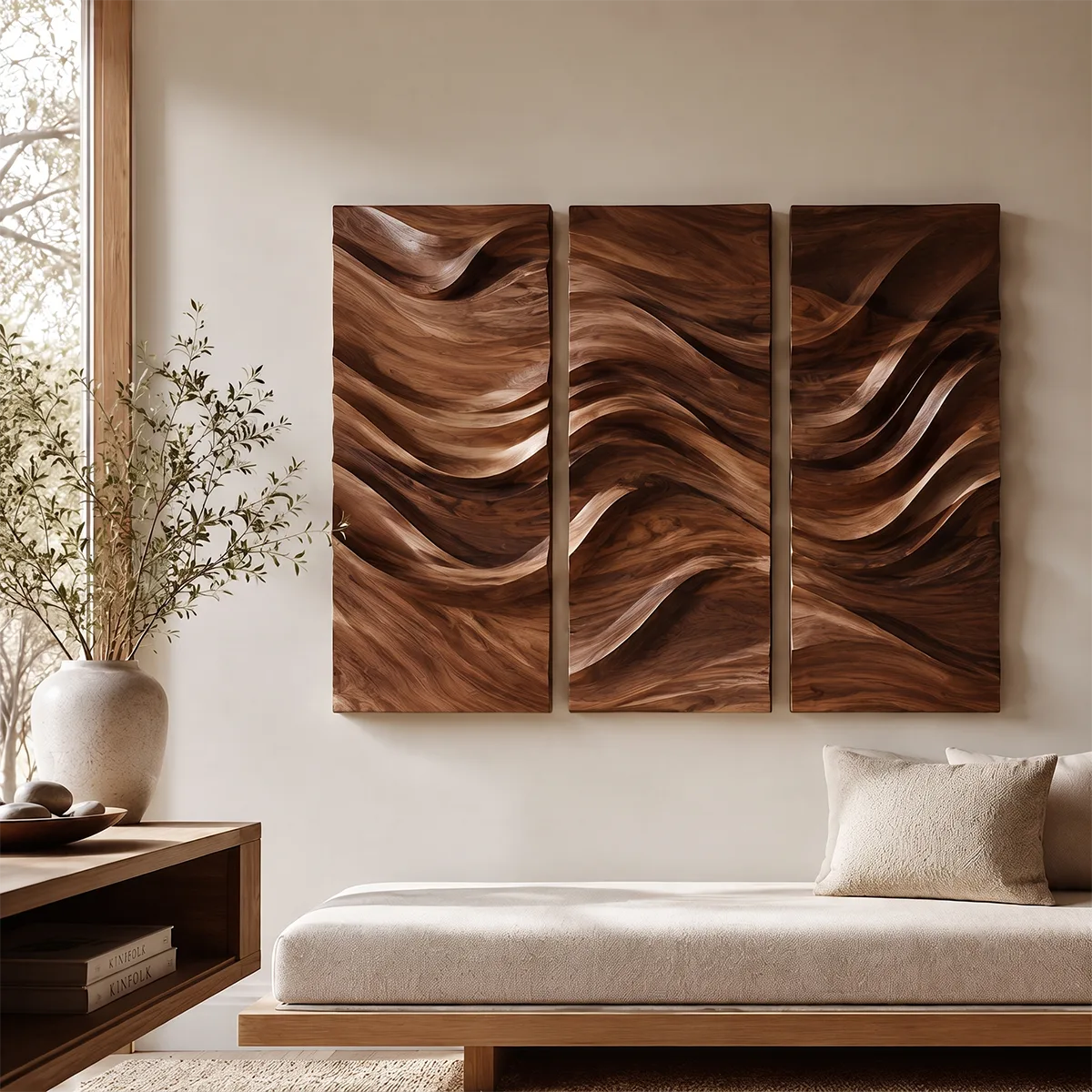 Abstract Wave Wood Wall Art | Vertical Wooden Wall Decor for Living Room, Bedroom & Office TT006-2055