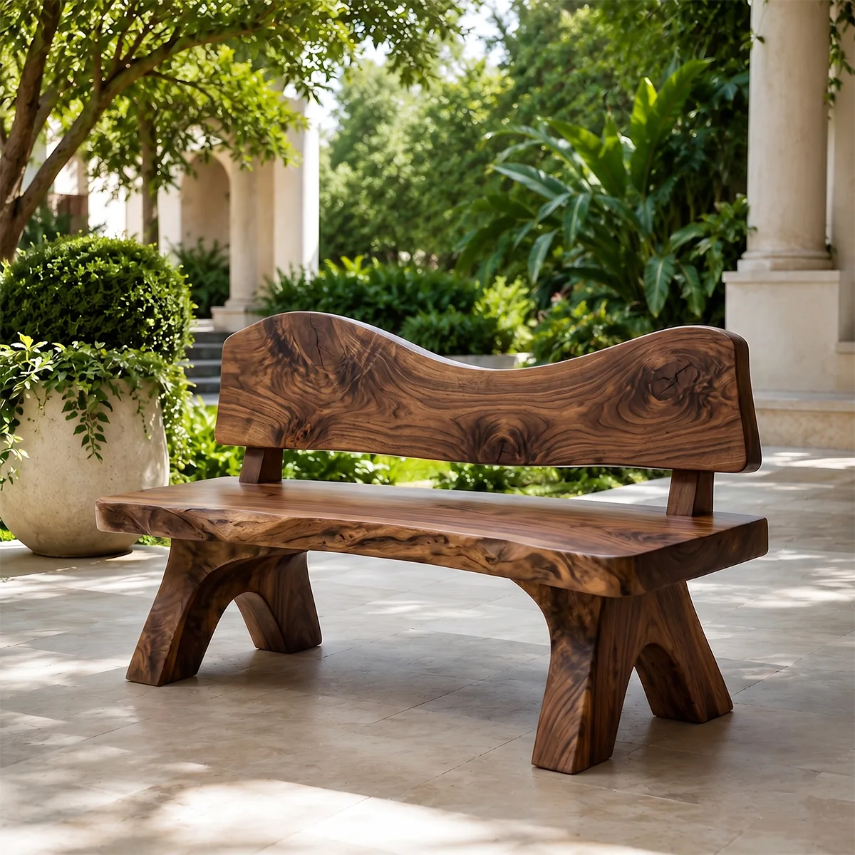 Live Edge Solid Wood Bench | Handcrafted Rustic Wooden Garden & Entryway Bench TT006-3769