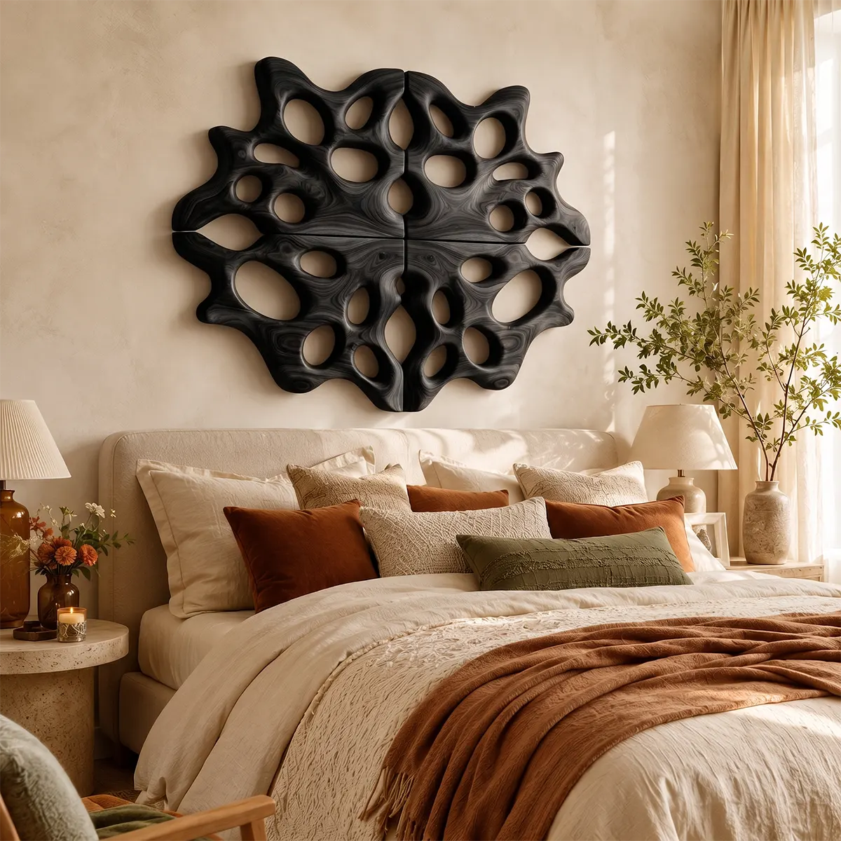 Abstract Organic Wood Wall Art | Modern Geometric Wooden Wall Decor for Living Room, Bedroom & Office TT006-5819