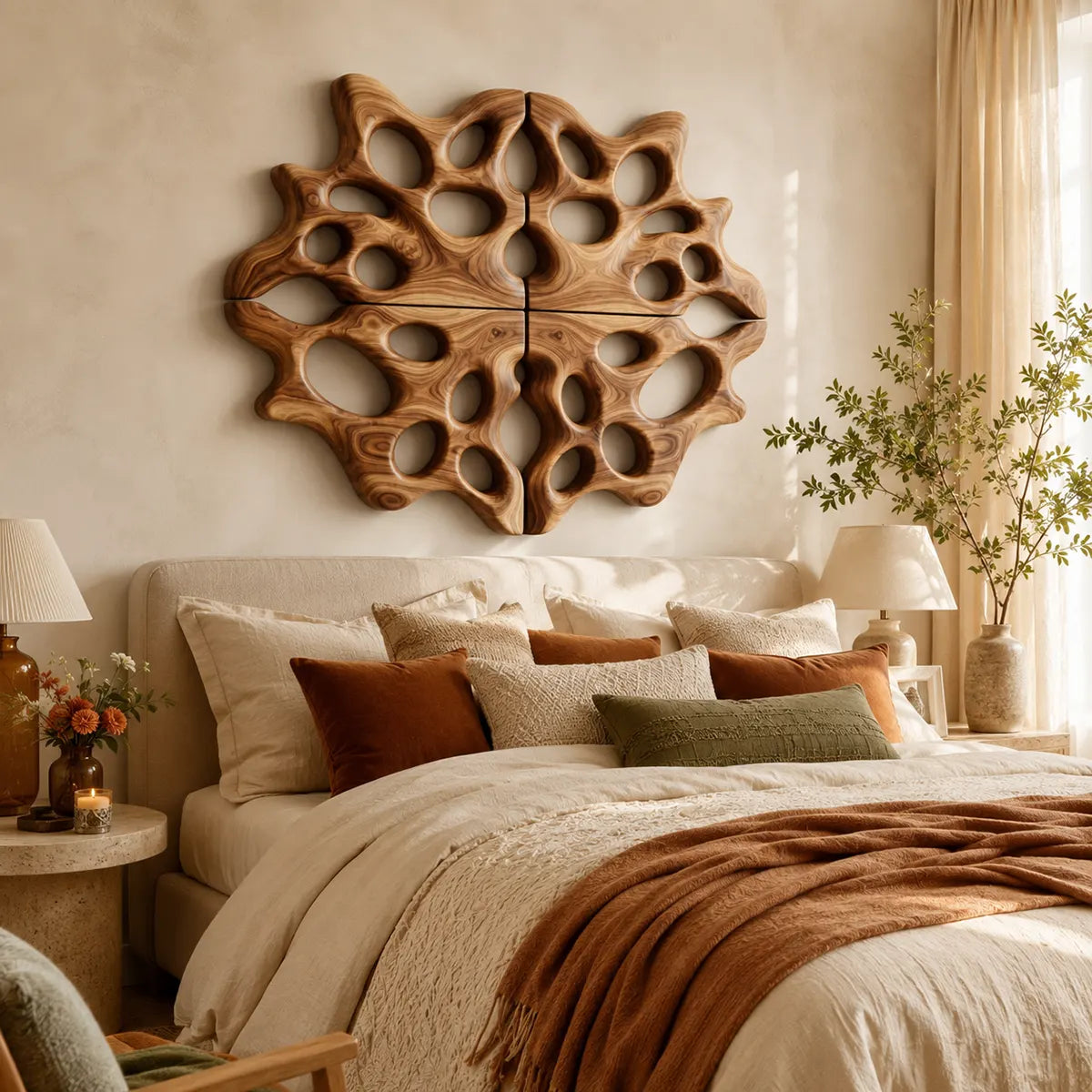 Abstract Organic Wood Wall Art | Modern Geometric Wooden Wall Decor for Living Room, Bedroom & Office TT006-5819