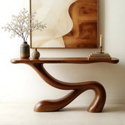 Handcrafted Solid Wood Console Table – Organic Modern Entryway Table