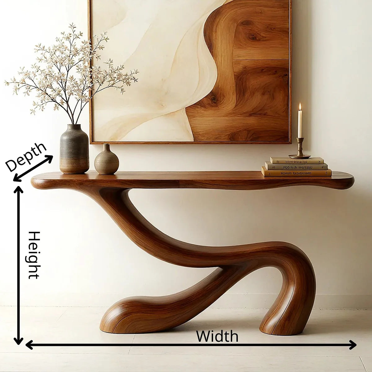 Handcrafted Solid Wood Console Table – Organic Modern Entryway Table