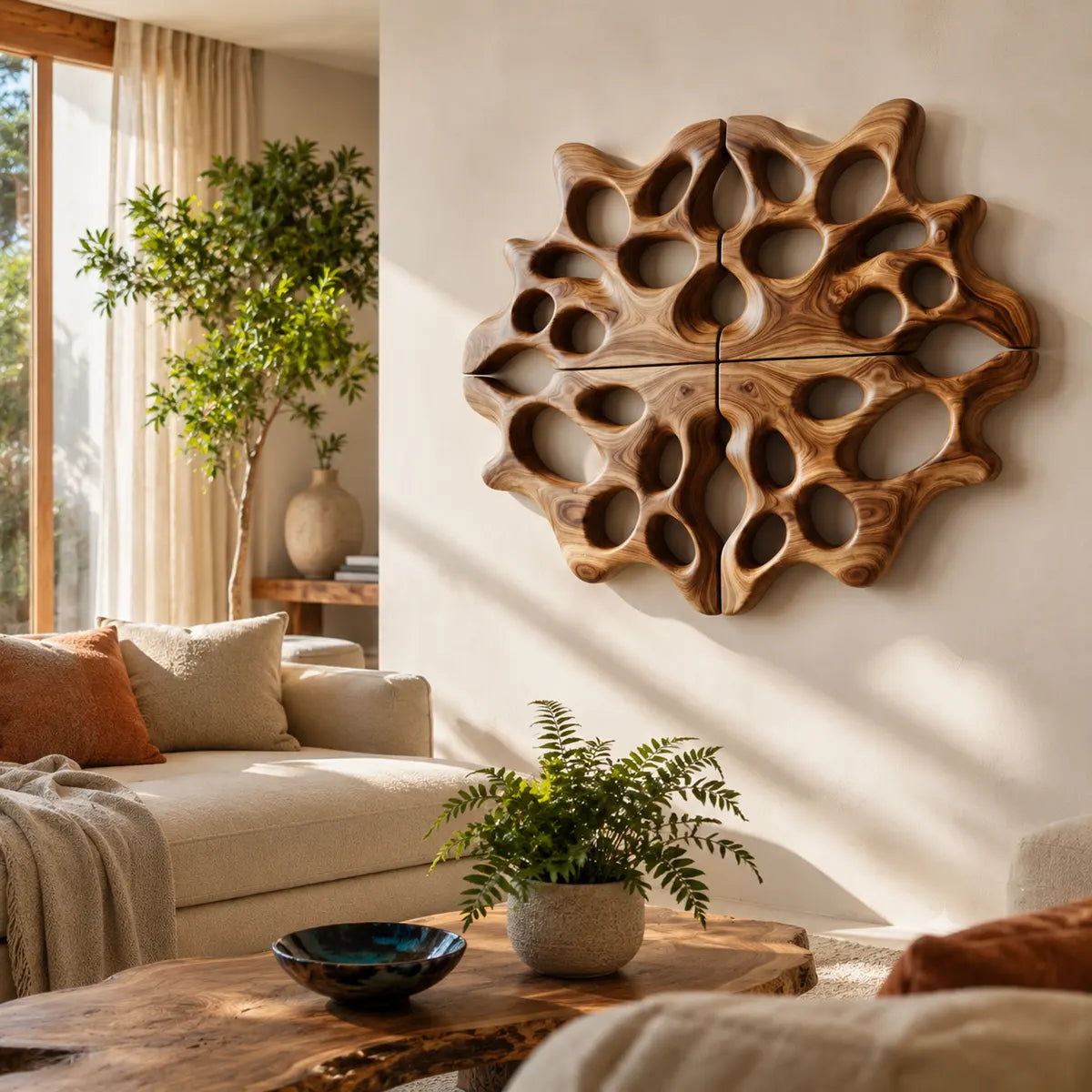 Abstract Organic Wood Wall Art | Modern Geometric Wooden Wall Decor for Living Room, Bedroom & Office TT006-5819