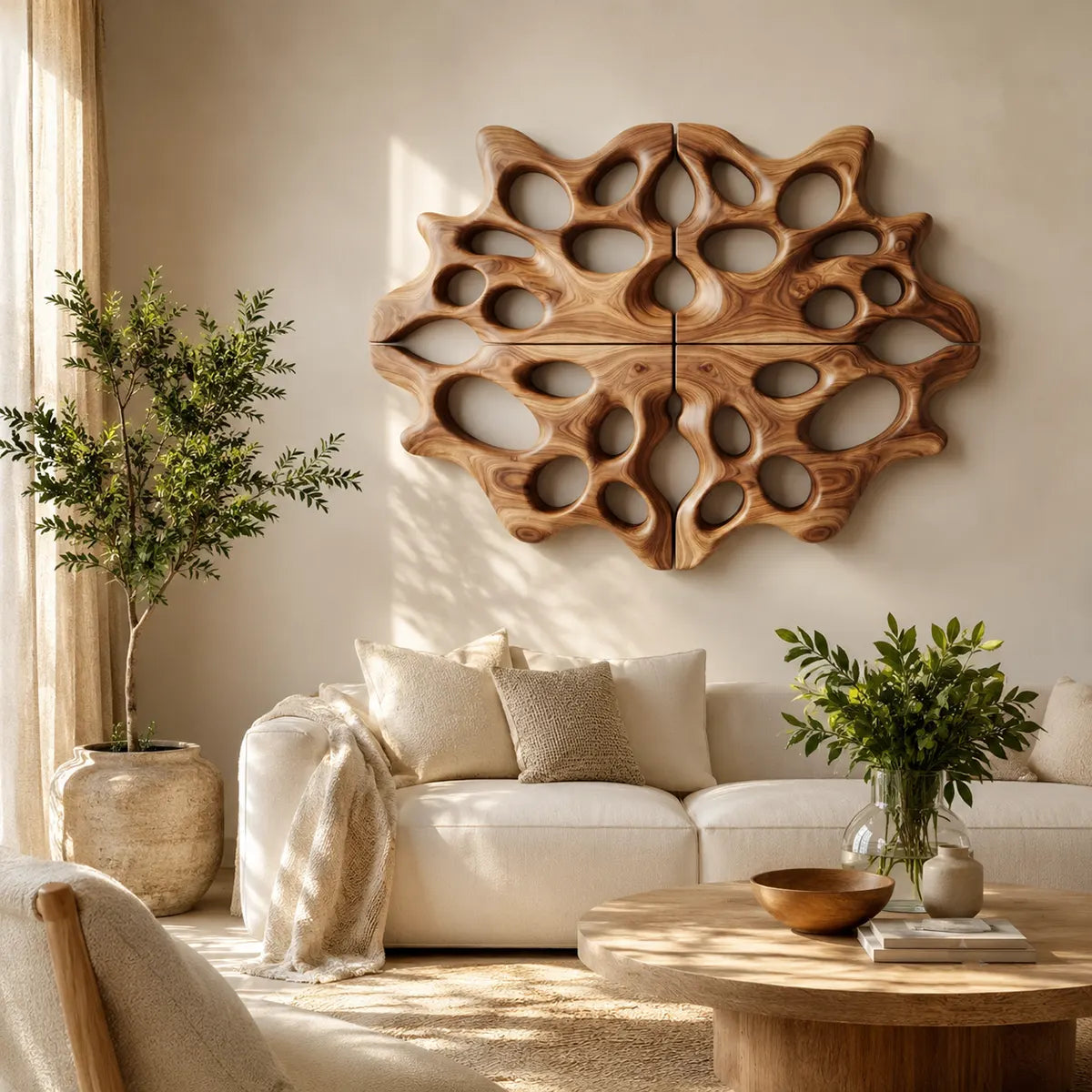 Abstract Organic Wood Wall Art | Modern Geometric Wooden Wall Decor for Living Room, Bedroom & Office TT006-5819