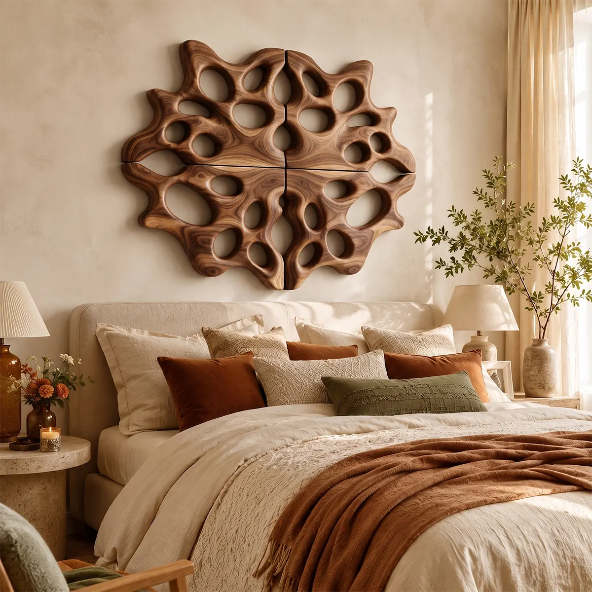 Abstract Organic Wood Wall Art | Modern Geometric Wooden Wall Decor for Living Room, Bedroom & Office TT006-5819