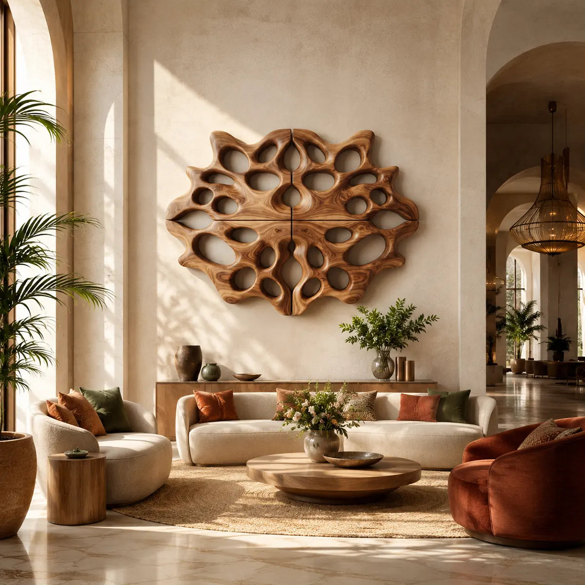 Abstract Organic Wood Wall Art | Modern Geometric Wooden Wall Decor for Living Room, Bedroom & Office TT006-5819