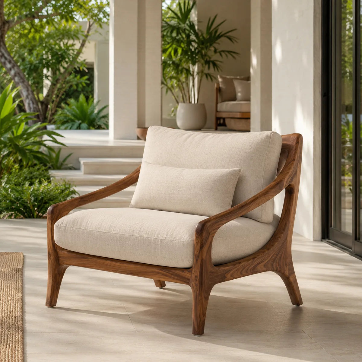 Solid Wood Lounge Chair | Handcrafted Mid-Century Modern Wooden Accent Chair TT006-6057
