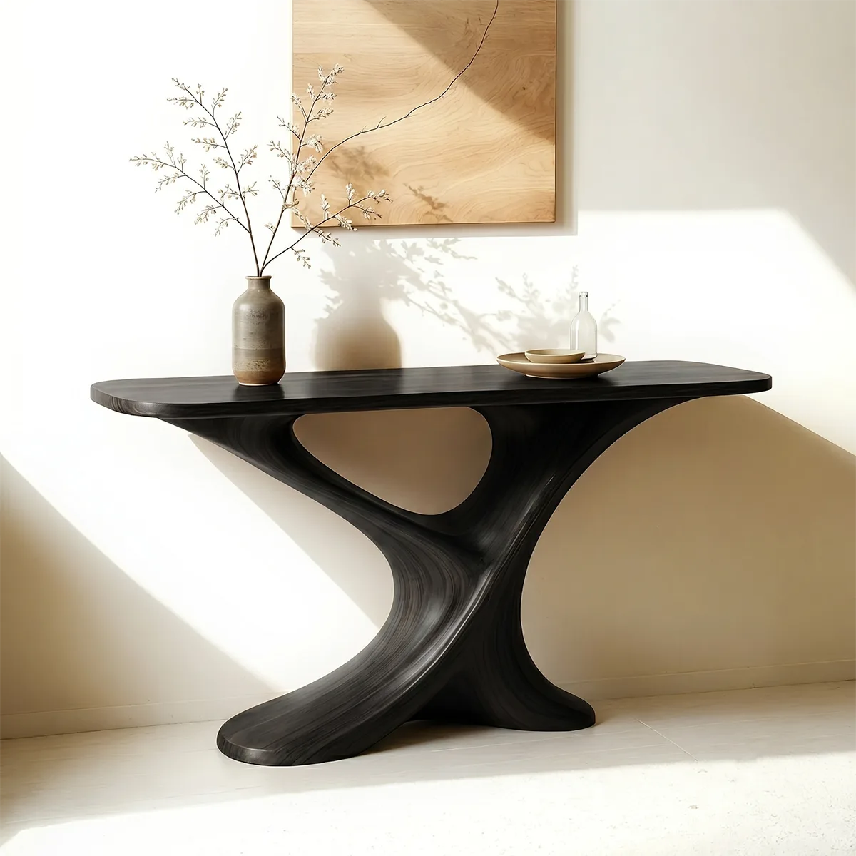 Luxury Organic Console Table in Solid Wood | Modern Entryway Decor