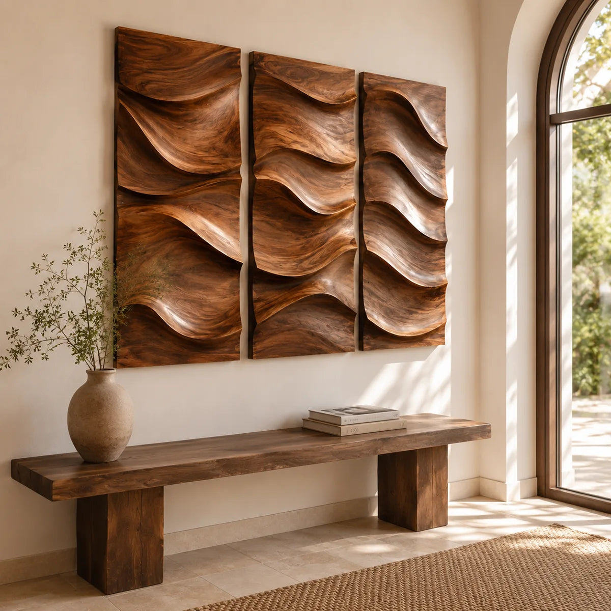 Abstract Wave Wood Wall Art | Vertical Wooden Wall Decor for Living Room, Bedroom & Office TT006-1623