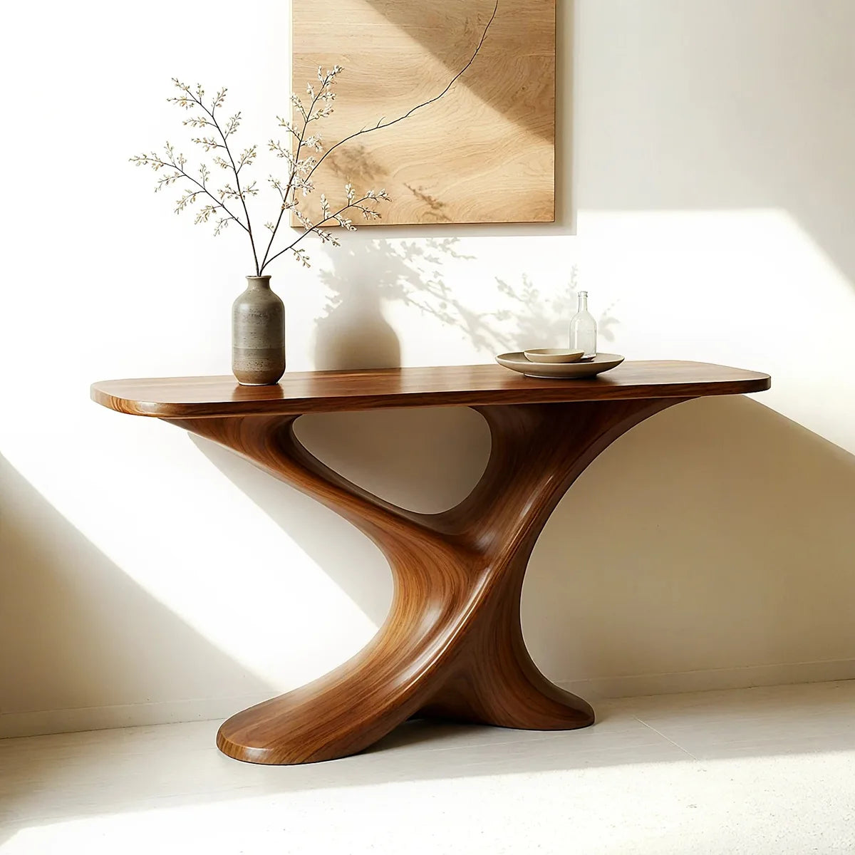 Luxury Organic Console Table in Solid Wood | Modern Entryway Decor