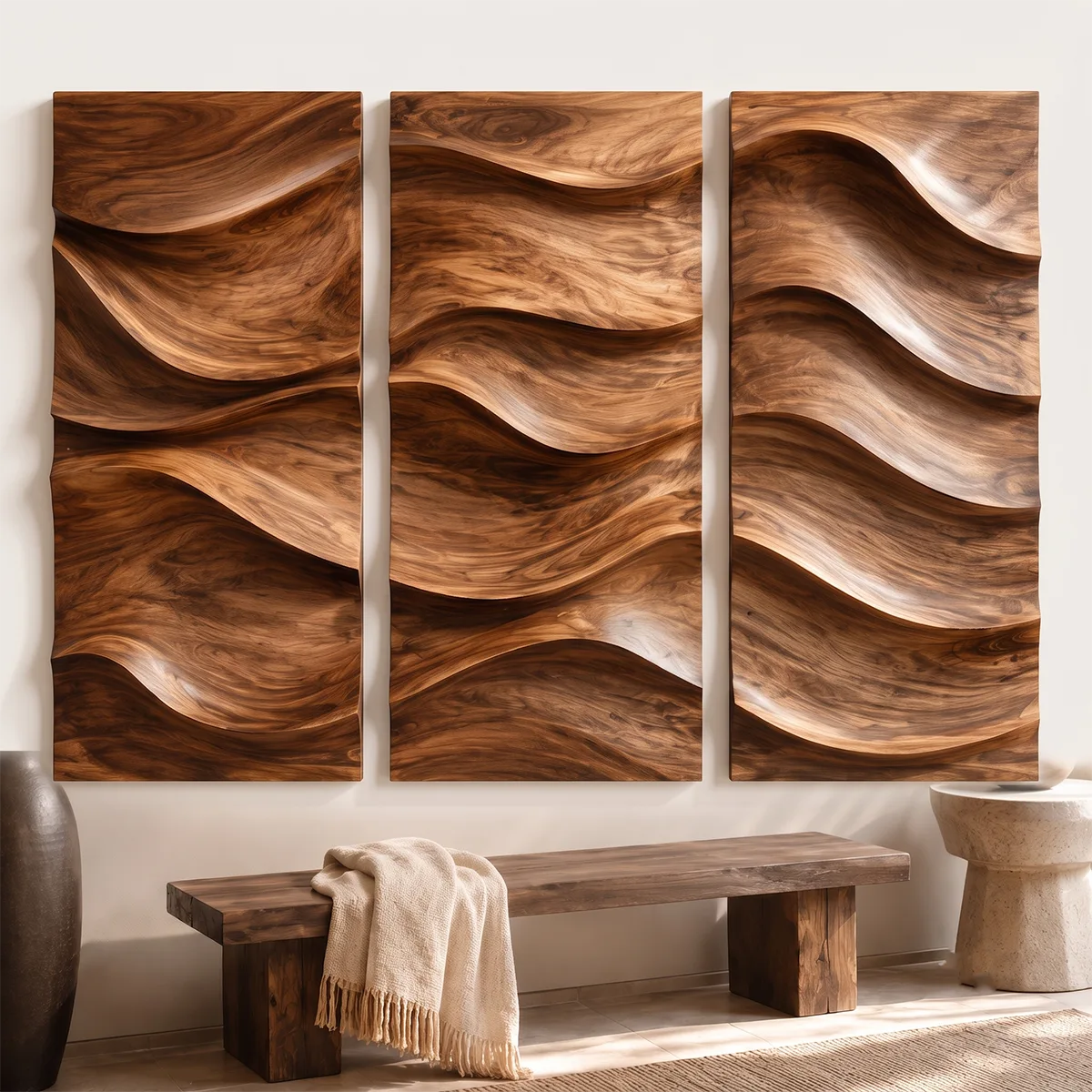 Abstract Wave Wood Wall Art | Vertical Wooden Wall Decor for Living Room, Bedroom & Office TT006-1623