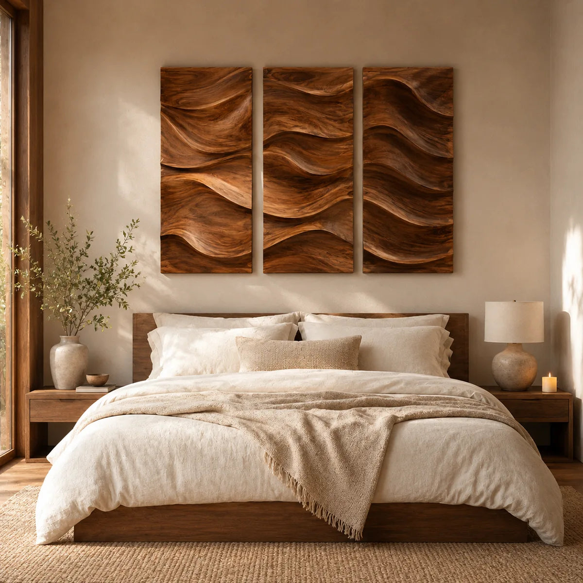 Abstract Wave Wood Wall Art | Vertical Wooden Wall Decor for Living Room, Bedroom & Office TT006-1623