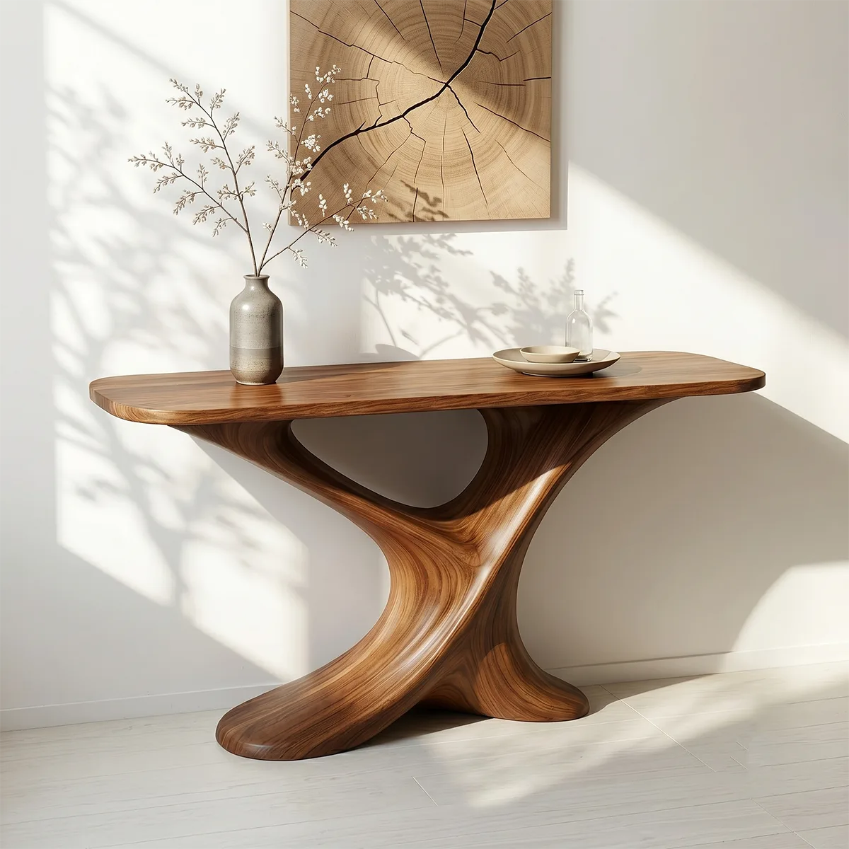 Luxury Organic Console Table in Solid Wood | Modern Entryway Decor
