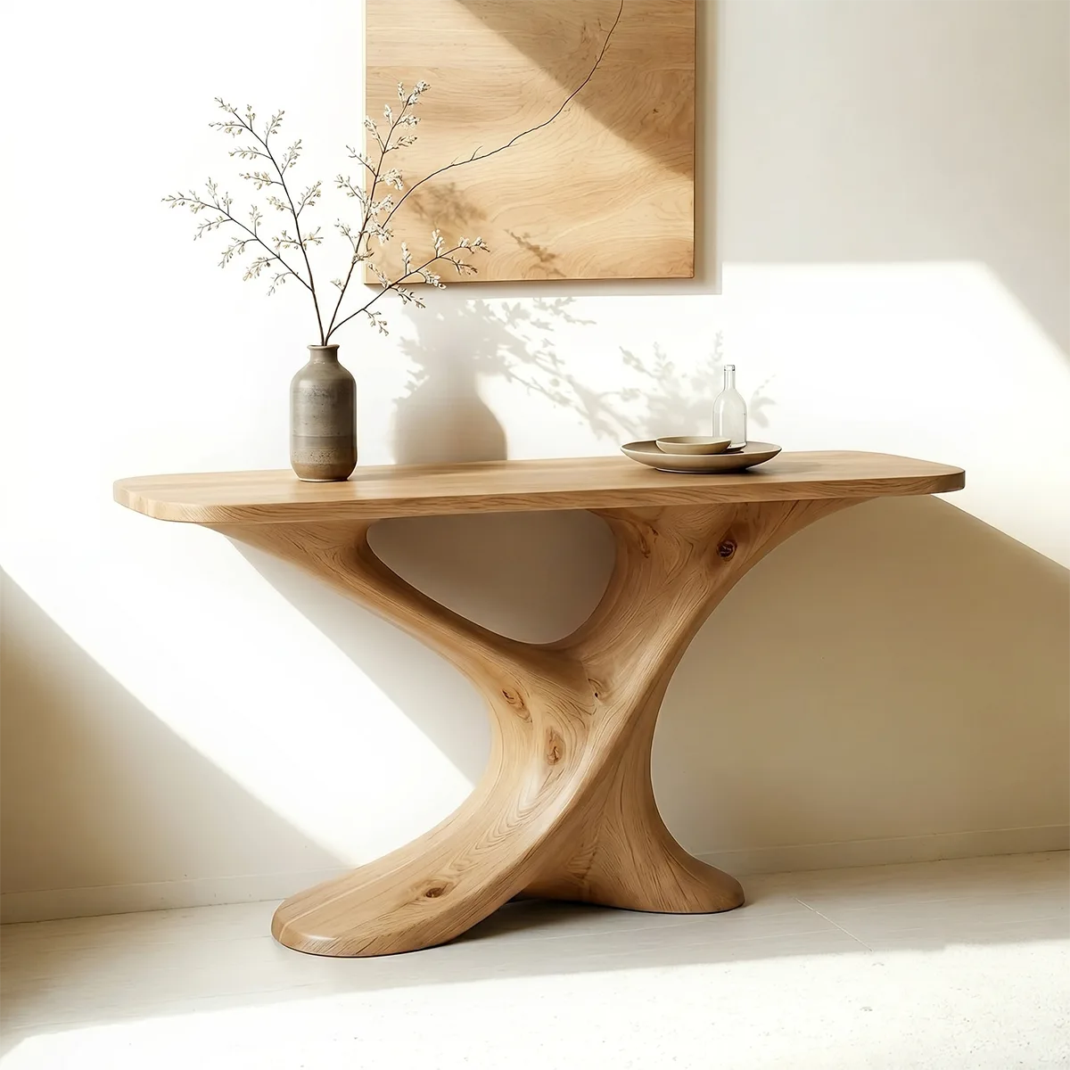 Luxury Organic Console Table in Solid Wood | Modern Entryway Decor
