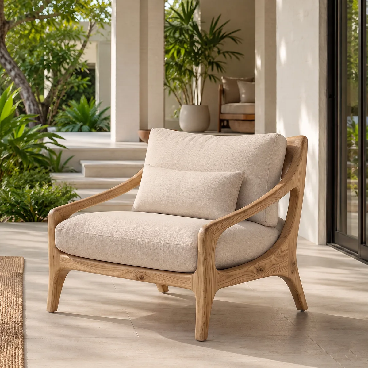 Solid Wood Lounge Chair | Handcrafted Mid-Century Modern Wooden Accent Chair TT006-6057