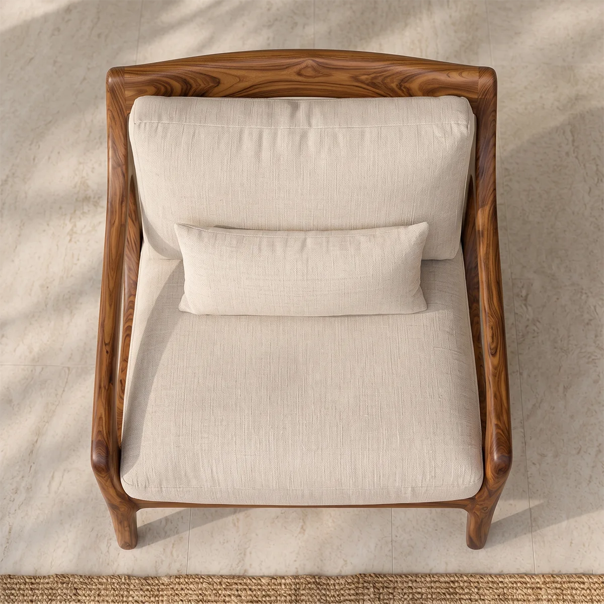 Solid Wood Lounge Chair | Handcrafted Mid-Century Modern Wooden Accent Chair TT006-6057