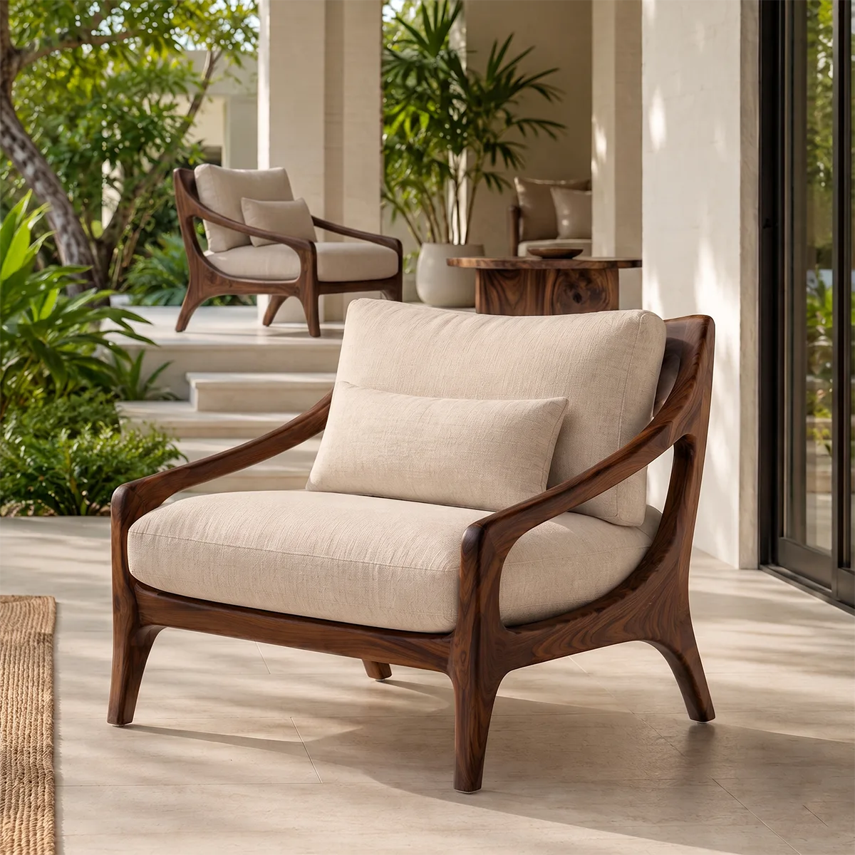 Solid Wood Lounge Chair | Handcrafted Mid-Century Modern Wooden Accent Chair TT006-6057