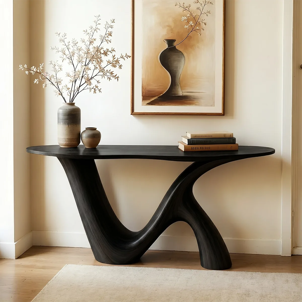 Live Edge Solid Wood Console Table | Organic Modern Hallway Table